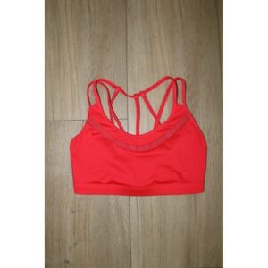 Victoria Sport Strappy Cage Back Sports Bra Neon Red Pink Mesh Trim Womens Small